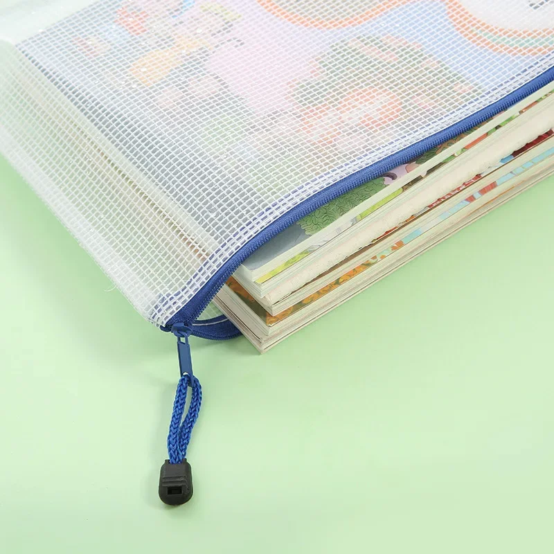 문구 보관 폴더 파일 메쉬 지퍼 파우치 A4 A5 문서 가방, 지퍼 파일 폴더, 학교 사무용품, 5 개