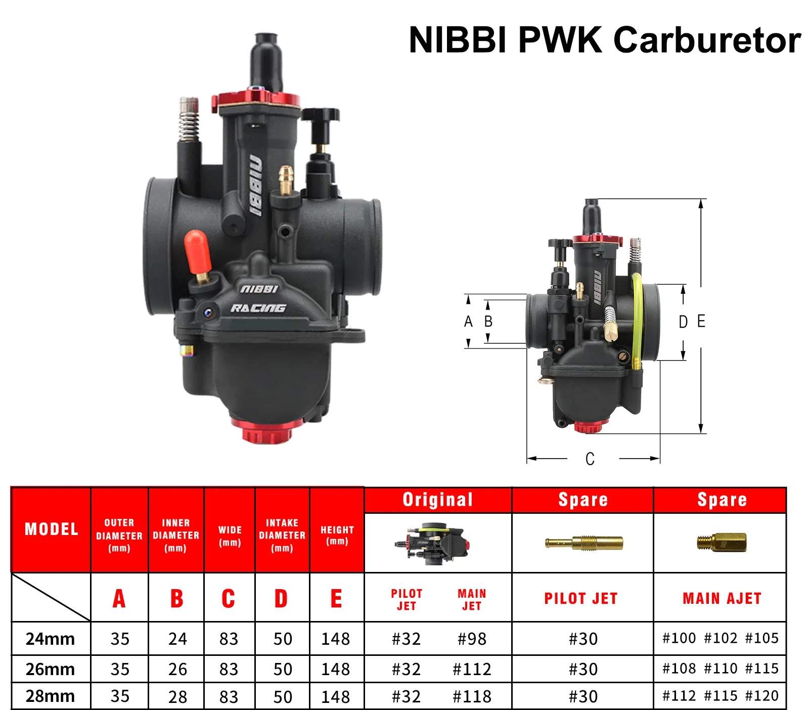 NIBBI Vergaser Flansch Verteiler Ansaugrohr Adapter Fit PWK24/26/28mmPE Vergaser Kawasaki GY6 Motor Verteiler Motorrad Teil – Detail 7