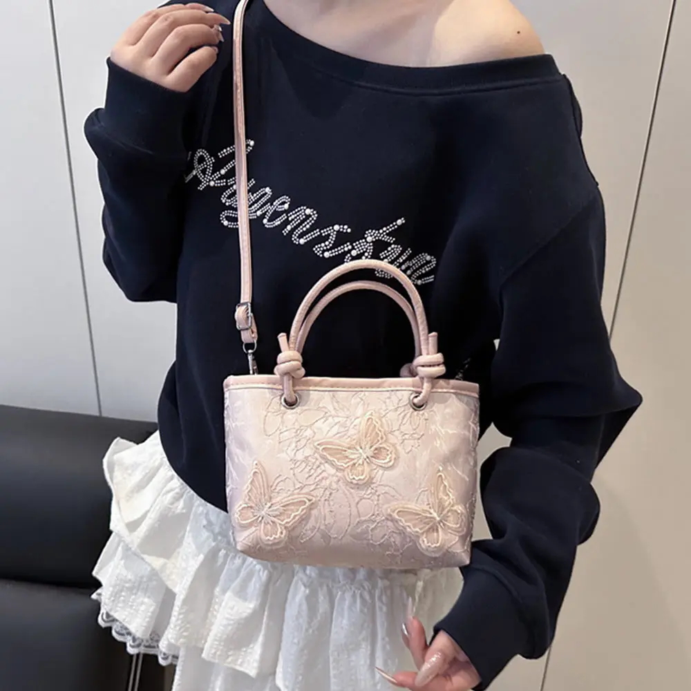 Creative Lace Shoulder Bags Elegant Handbags Embroidery Simple Tote Bag Women