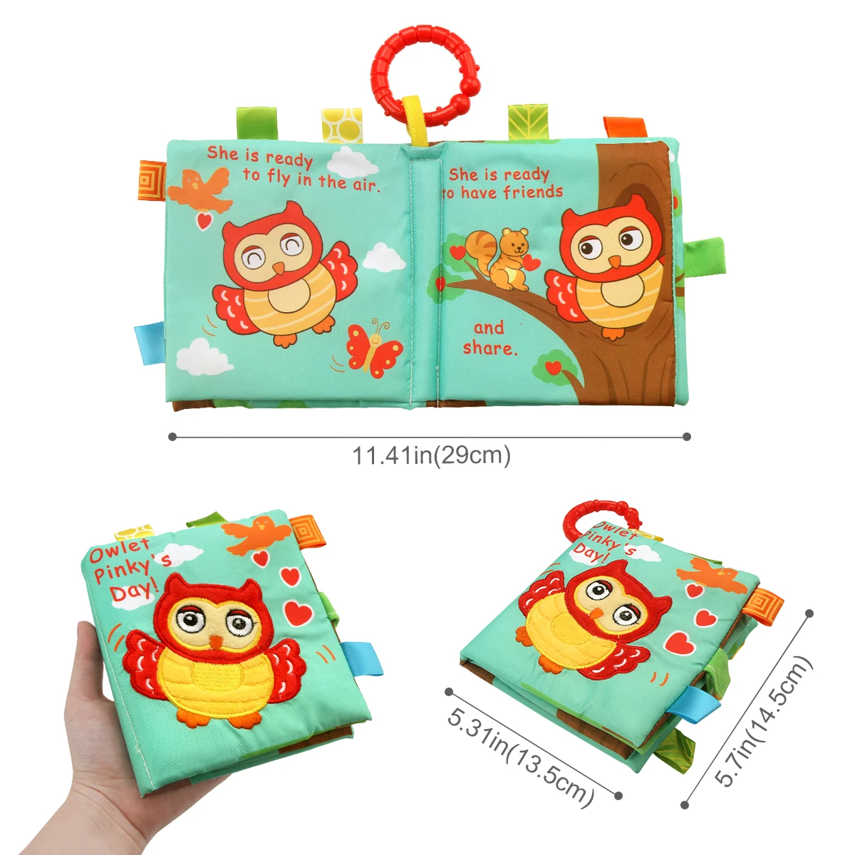 Animal Cloth Book Soft Story Book 0-36 Months Baby Early Education Toys Cartoon Animal Rustle Sound Baby Quiet Book Toys Gifts 2