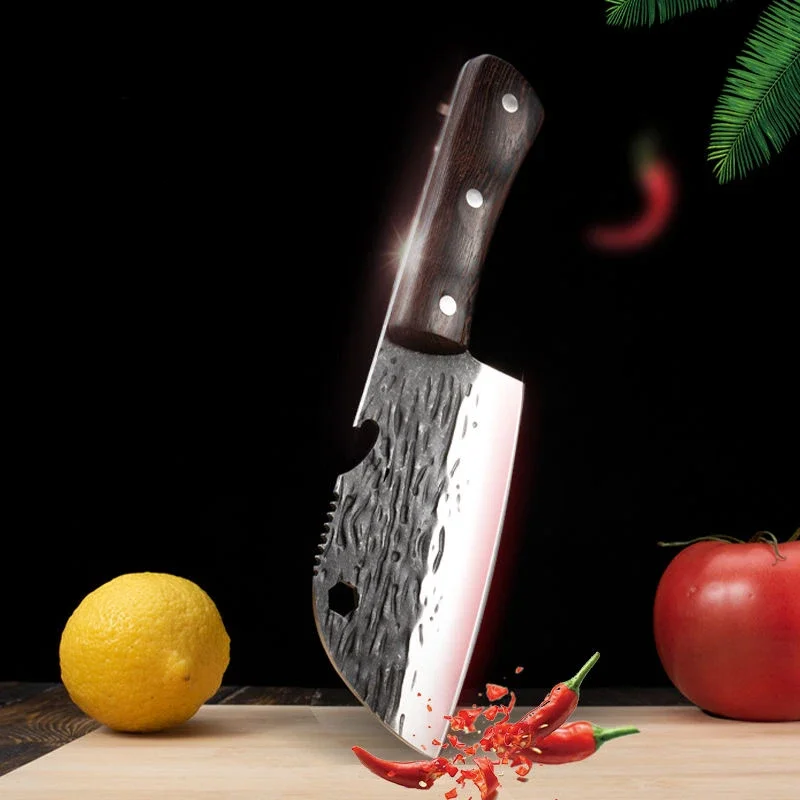 

Нож Мясницкий кованый из нержавеющей стали, кухонный шеф-нож для овощей, рыбалки, кемпинга, барбекю, фруктов, портативный универсальный
