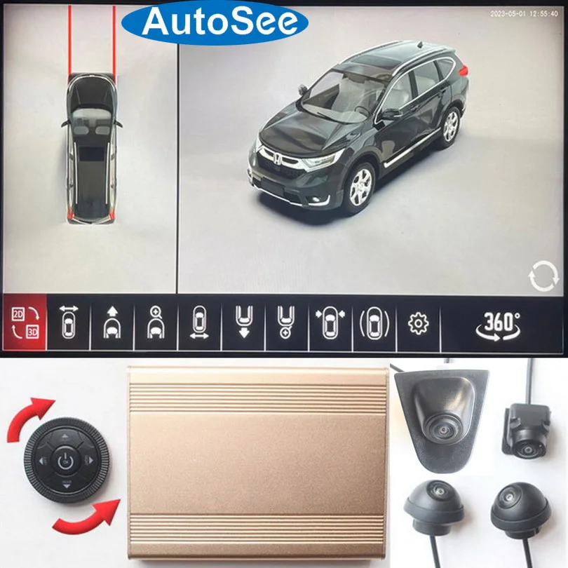 

for Honda Vezel car 360 degree camera 3D birds eye panoramic view Front rear side mirror cam Surround backup reversing 4K dash