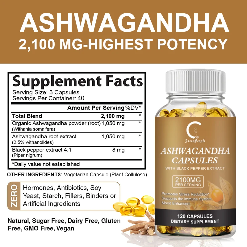 Organic Ashwagandha Extract Capsule Anti-oxidation Lipid-lowering Decompression Improving Sleep Enhancing Immunity ashwagandha supplement
