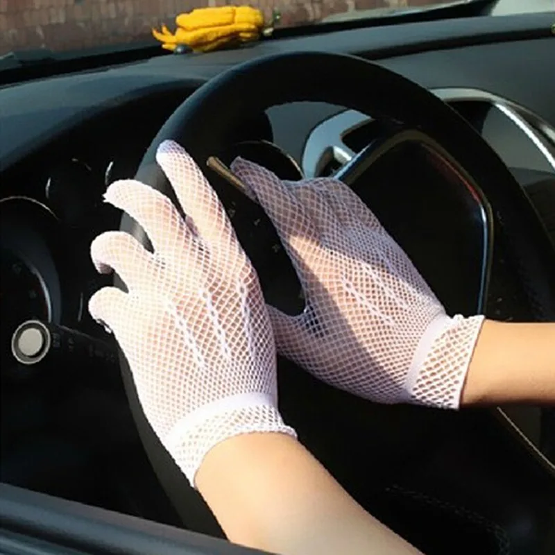 Fishnet Mesh Glove lace gloves fashion gloves Protection Lace Elegant Lady Style Gloves Black and White 1 Pair