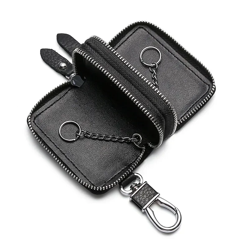 Cow Leather Key Wallet Mini Coin Purse Multifunctional Men Women Key Holder House Keychain Bag Organizer Car Case Pouch