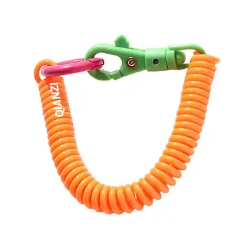 18cm Spiral Elastic Spring Rope Keychain Key Ring Metal Carabiner For Outdoor Anti-lost Phone Spring Key Cord Clasp Hook