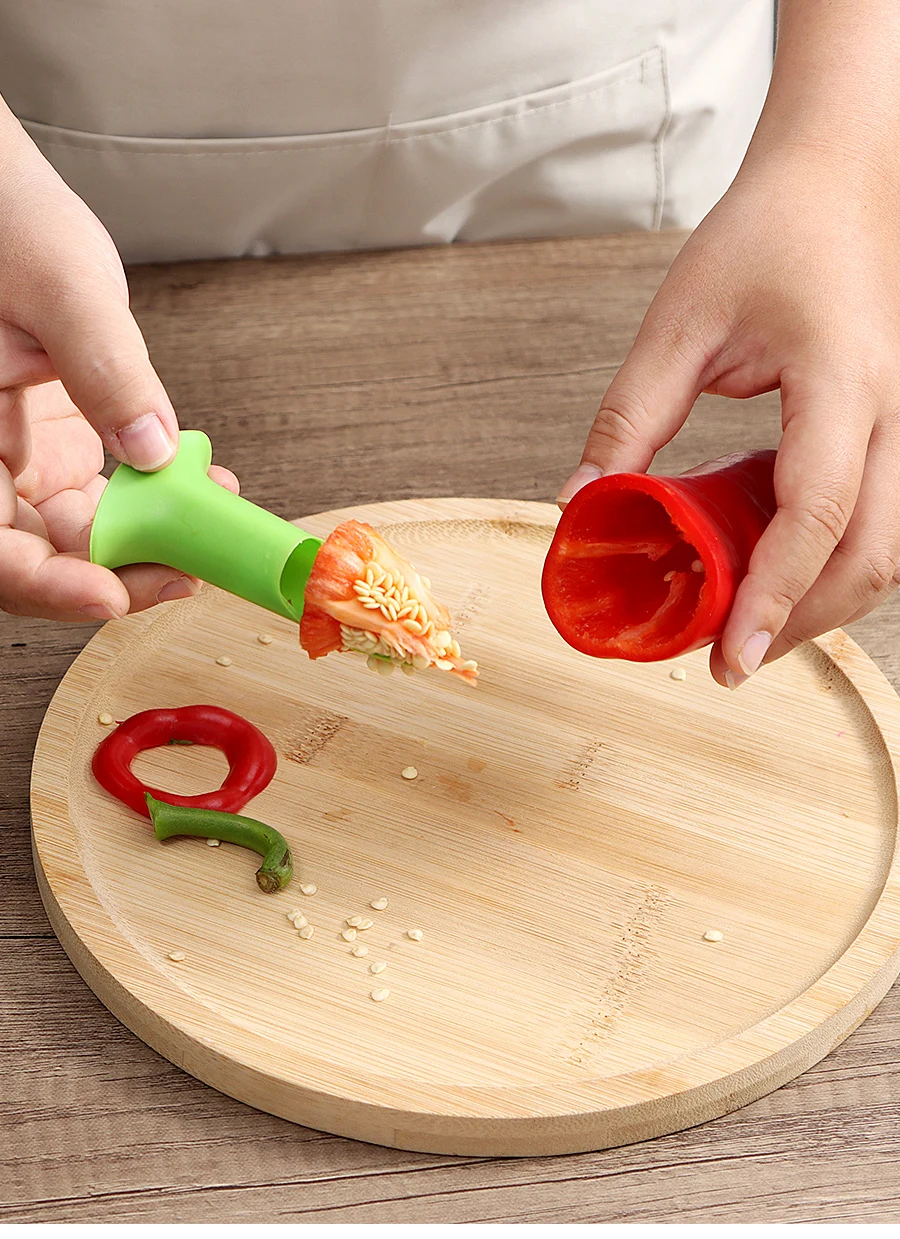 2 Pcs Pepper Cutter Corer Slicer Tools Kitchen Vegetable Tomato Fruit Random