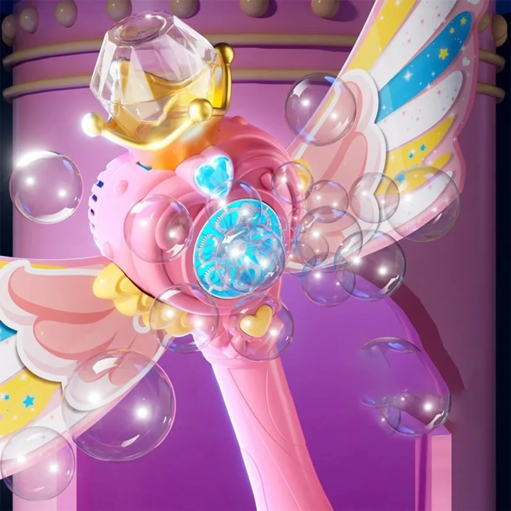 Gift Automatic Electric Bubble Maker Luminous with Wings Bubble Machine Handheld Bubble Blower Toys Wedding Party