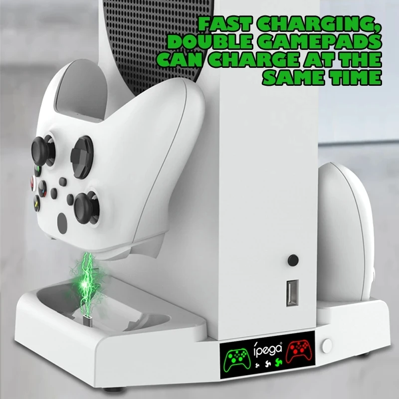 Caricabatterie Per Ventola Di Raffreddamento Ipega Pg-Xbs011 Per Xbox Vertical Stand 2 Controller Dock Station Di Ricarica Rapida Per Console Xbox Ser