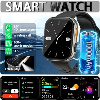 Nuovo Smartwatch per Sport all'Aperto 2026, Schermo HD Grande da 2,04 Pollici, Assistente Vocale AI, Notifiche, Chiamate Wireless, Controllo Musica