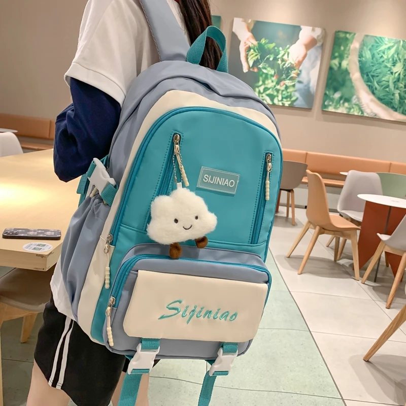 Girls High-capacity Schoolbag High School Fashion Waterproof Backpack Women Cute Travel Mochila Nylon Laptop Rucksack