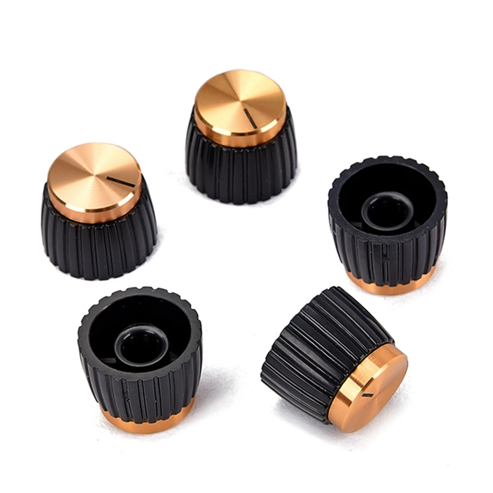 5 Pezzi Manopole Amplificatore Amplificatore Per Chitarra Push-On Nero + Tappo Oro Per Amplificatore Marshall
