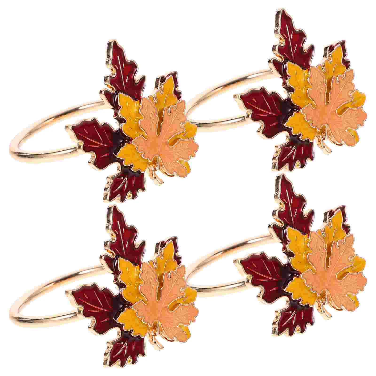 

4 Pcs Maple Leaf Napkin Rings Wedding Holder Banquet Thanksgiving Holders Epoxy Fall