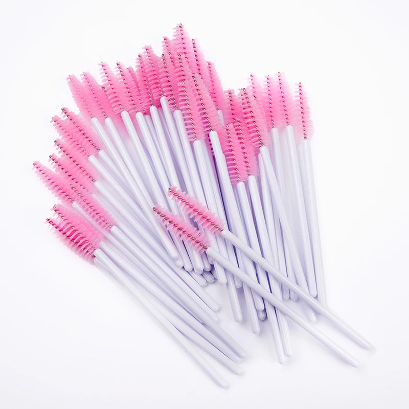 100 Einweg Wimpernpinsel (Mascara Wands) - Rosa, Für Wimpernverlängerung, Augenbrauen & Make-up