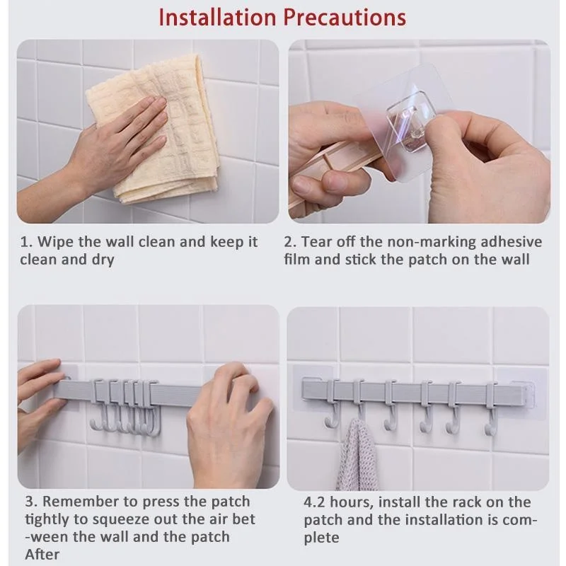 Self Adhesive Wall Hooks Hooks Wall Mounted Hanger with Sticker Heavy Duty Kitchen Rail Rack Bathroom PP Coat Hat Holder Clothes Towel Storage Hook