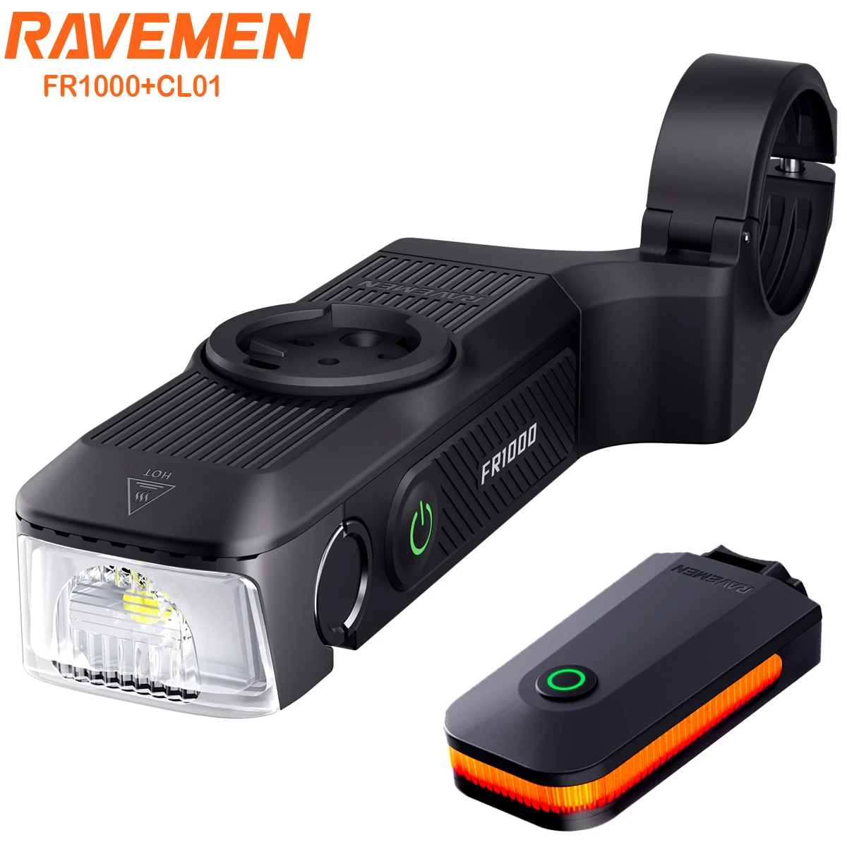 RAVEMEN バイクライトキット FR1000 ヘッドライト Garmin Wahoo Bryton