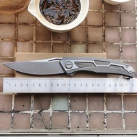 JUFULE Shirogorov Quantum M390 Logo Double Row Ceramic Bearing Titanium Tactical Camping Hunting EDC Tool Folding Blade Knife 1