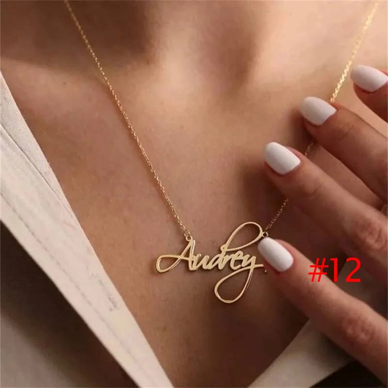Customized Name Necklace for Women Gold Stainless Steel Jewelry Personalised Nameplate Pendant Cross Chain Choker Christmas Gift
