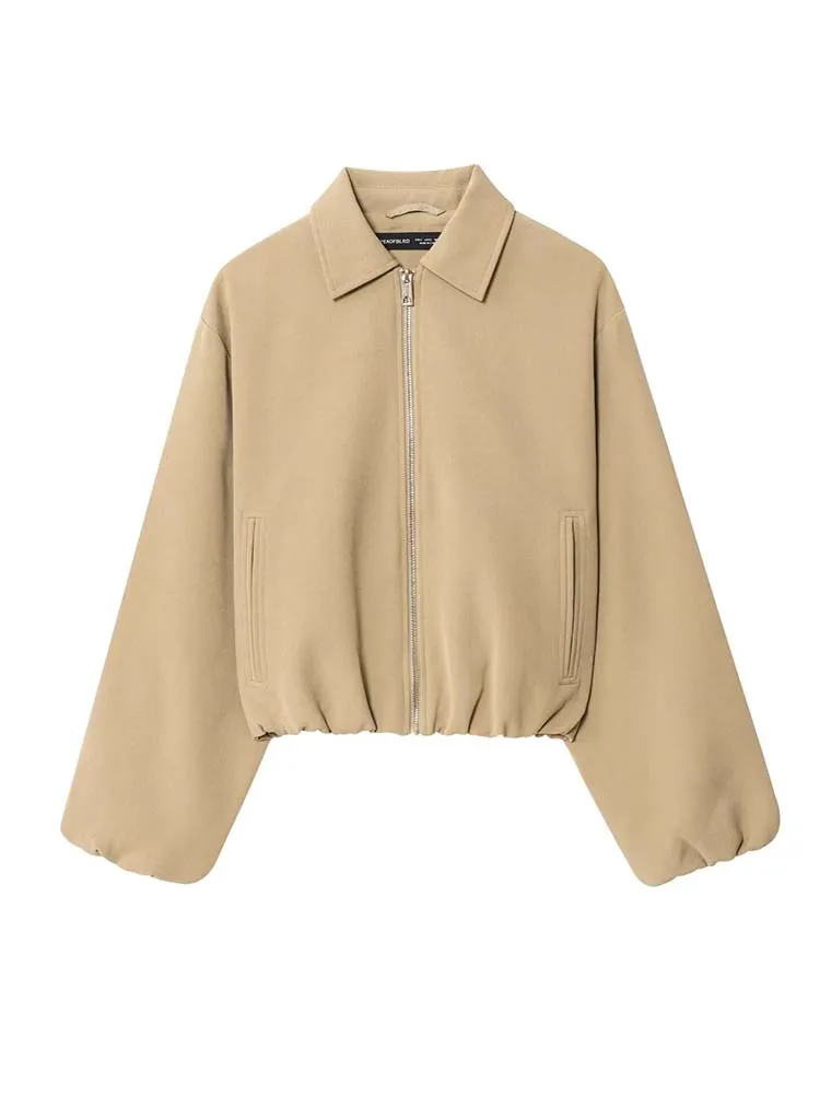 Women puffy Jacket 2025 Women's Fashion Short Coat Long Sleeve Zipper Jackets Streetwear Casual New Outerwears ﻿