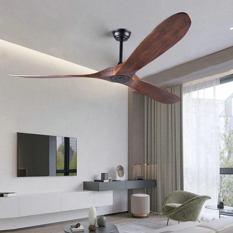 American Style Solid Wood Retro Ceiling Fan, Nordic Living Room, Dining Room, Industrial Variable Frequency 110V Electric Fan 6