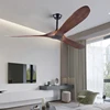 American Style Solid Wood Retro Ceiling Fan, Nordic Living Room, Dining Room, Industrial Variable Frequency 110V Electric Fan 6