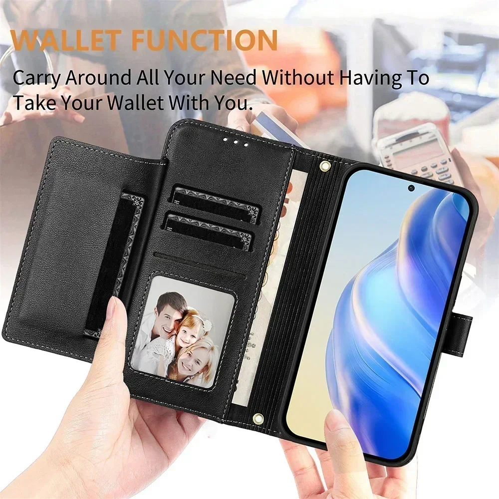 Zipper Wallet Cover with Multi Card Slots and Lanyard Attachment