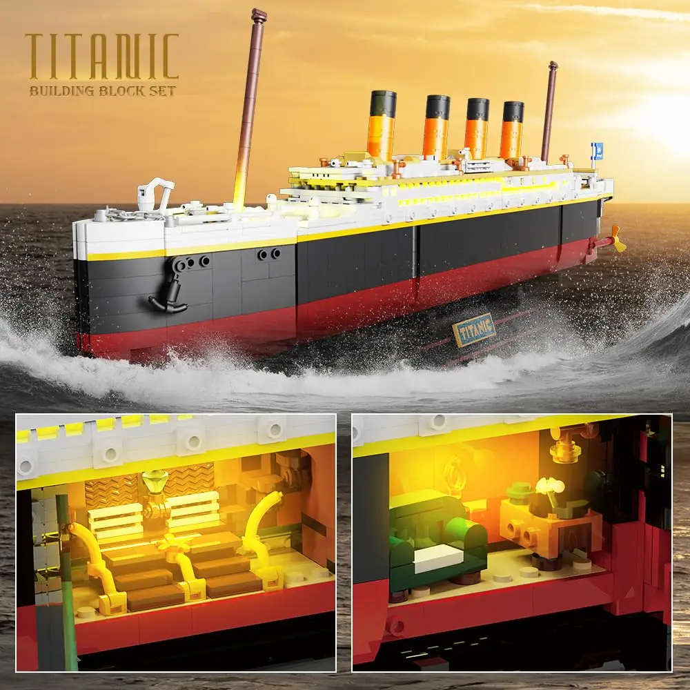 Titanic Building Set with LED-2 in Titanic Ship Mini Block Ship