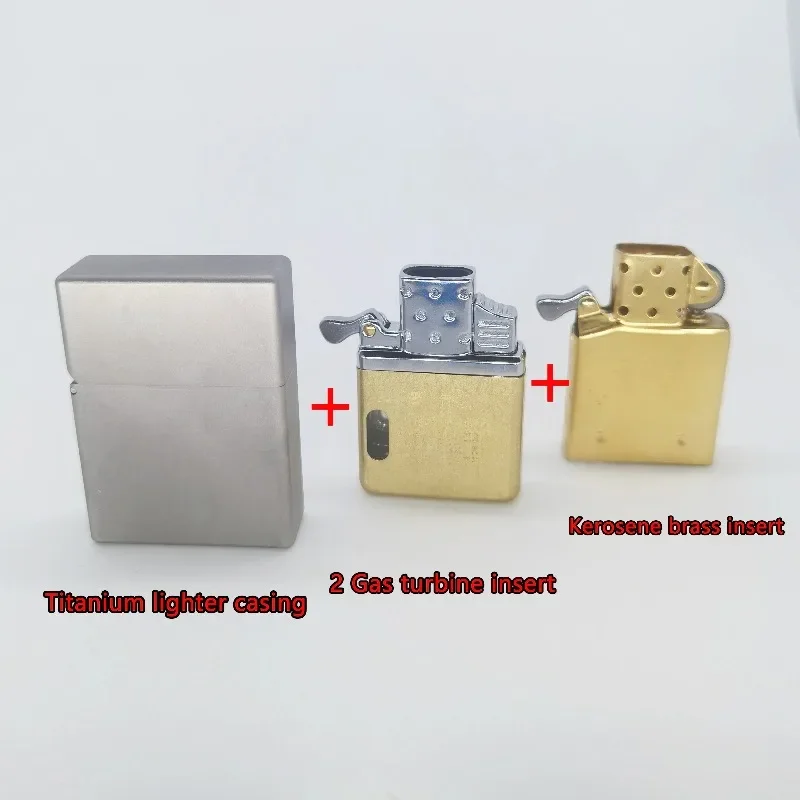 Titanium Shell Windproof and Waterproof Lighter with Brass Insert - Durable Gift