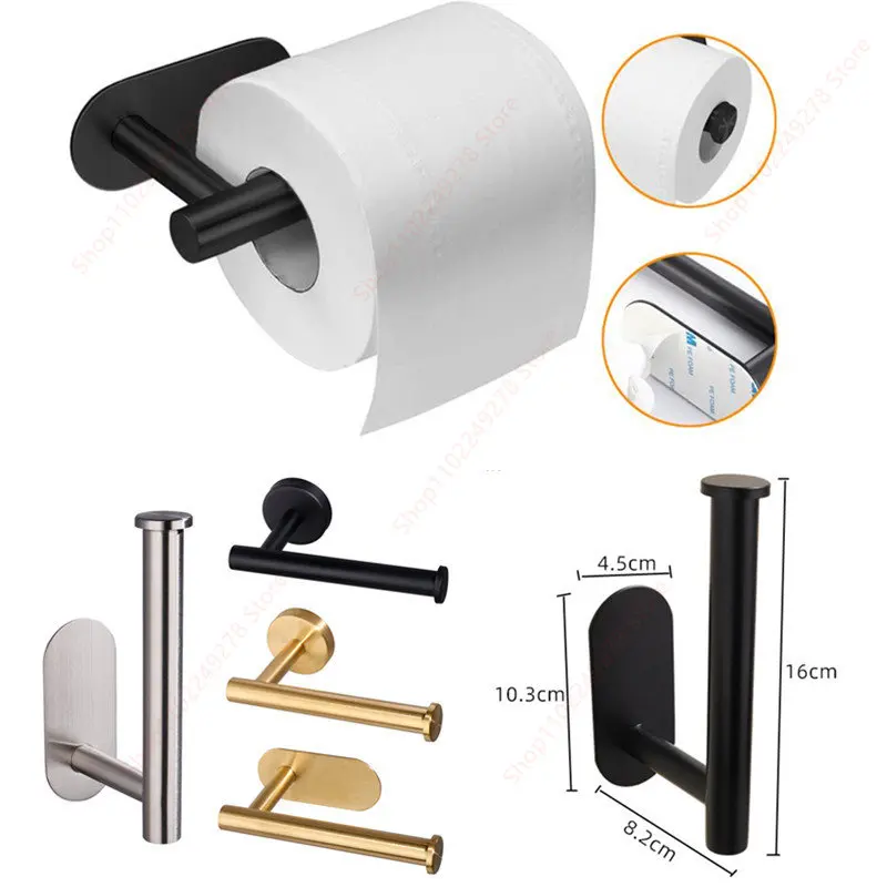 Hanging Paper Roll Towel Holder Stainless Steel Adhesive Wall Mount Bathroom Toilet Storage Stand Kitchen Organizer Napkin Rack paper towel holder,toilet paper holder,toilet paper rack,toilet roll holder,paper towel rack,tissue holder