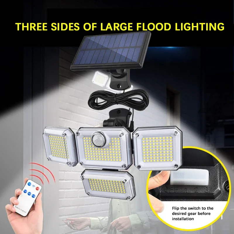 LED Solar Light Remote Control Induction 3-head Angle Adjustable Outdoor Lighting Garden Porch Party Solar Lighting Street Light remotekey remote head car key 2 button 434 mhz for chrysler pt cruiser sebring dodge avenger jeep liberty 2008 2009 2010