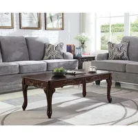 Traditional Ornate Detailing Wood Coffee Table, Dark Cherry 1