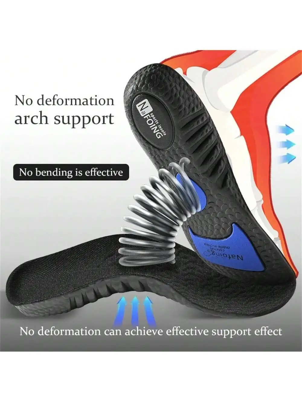 Sports Insoles For Shoes Sole Shock Absorption Deodorant Cushion Running Insoles For Feet Arch Support 1 Pair