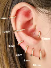  2023 New Minimalist Small CZ Hoop Earrings For Women Men Cubic Zirconia Earrings Gold Plated Cute Jewelry Pendientes 5mm-13mm 