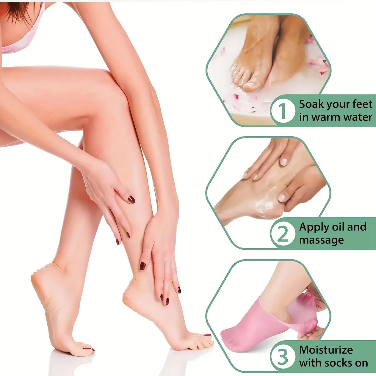 2 Pack Silicone Moisturizing Foot Socks for Cracked Feet, Foot Spa Treatment Socks Moisturizing Gel Socks 6