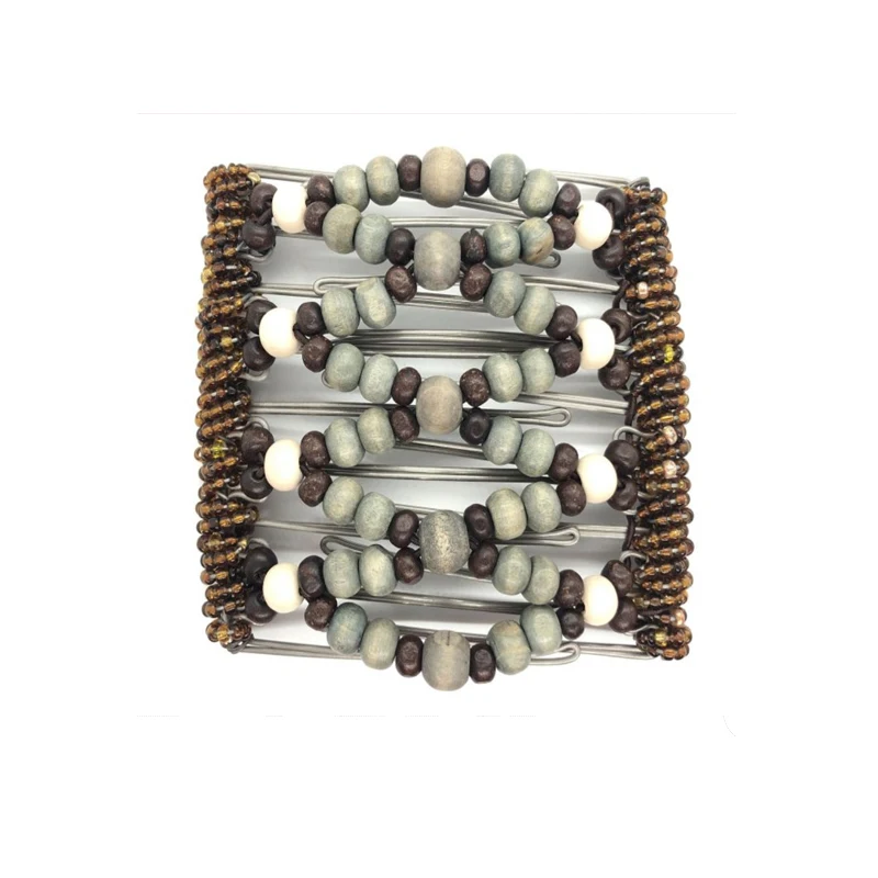 

20 Pcs/lot Grey And Cream Beaded Butterfly Hair clip Stainless steel comb