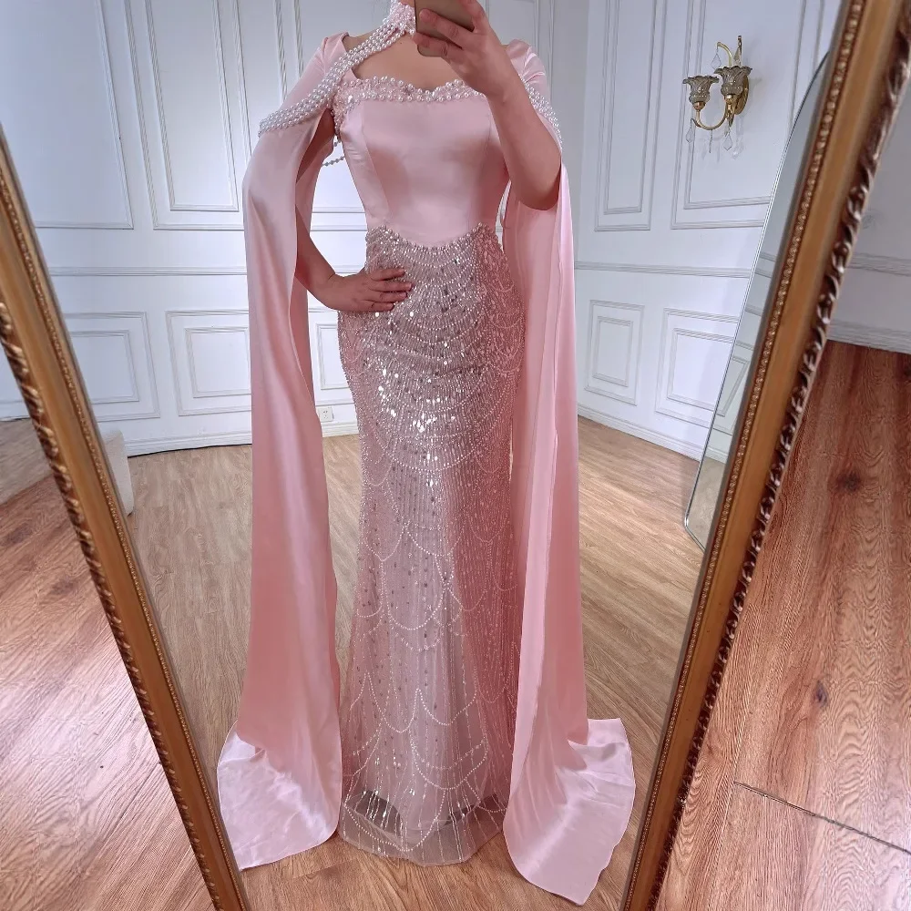 Luxury Arabic Pearls Pink Beaded Mermaid Evening Dress with Cape Serene Hill 2025 Customized BLA73051 - AliExpress 320 Luxury Arabic Pearls Pink Beaded Mermaid Evening Dress with Cape Serene Hill 2025 Customized BLA73051 - AliExpress 320