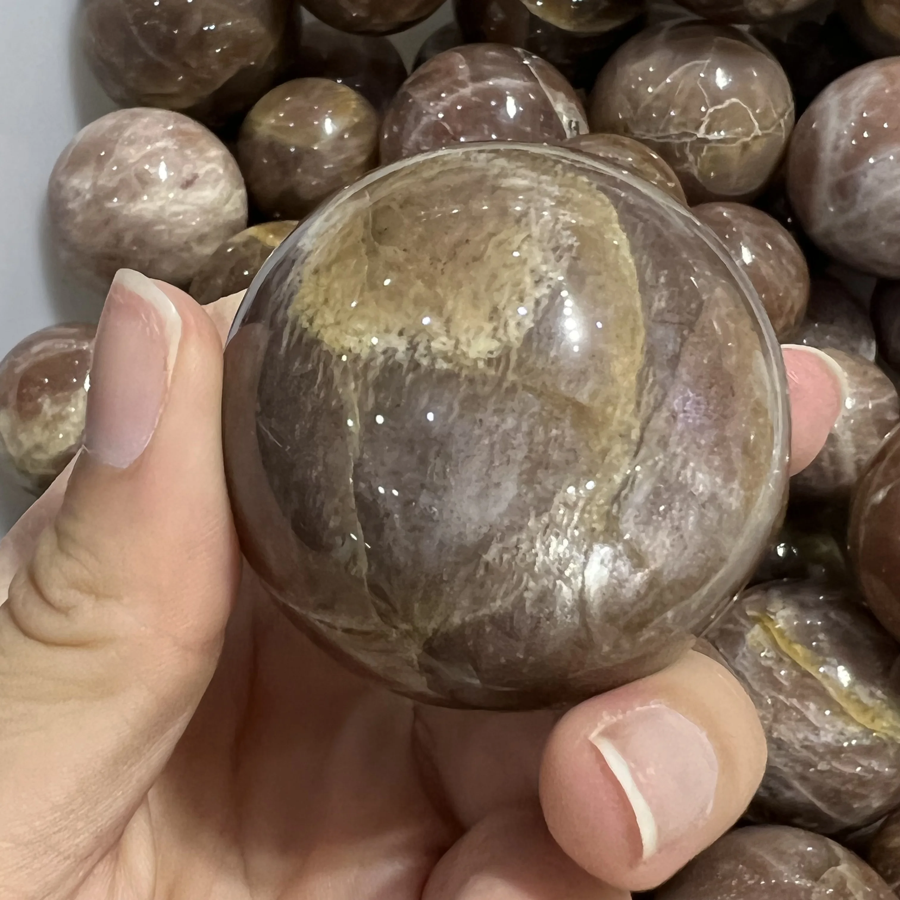 Natural Golden Sun Stone Sphere Quartz Crystal Magic Ball Healing Reiki Rock Stone Collectibles Without Base 4