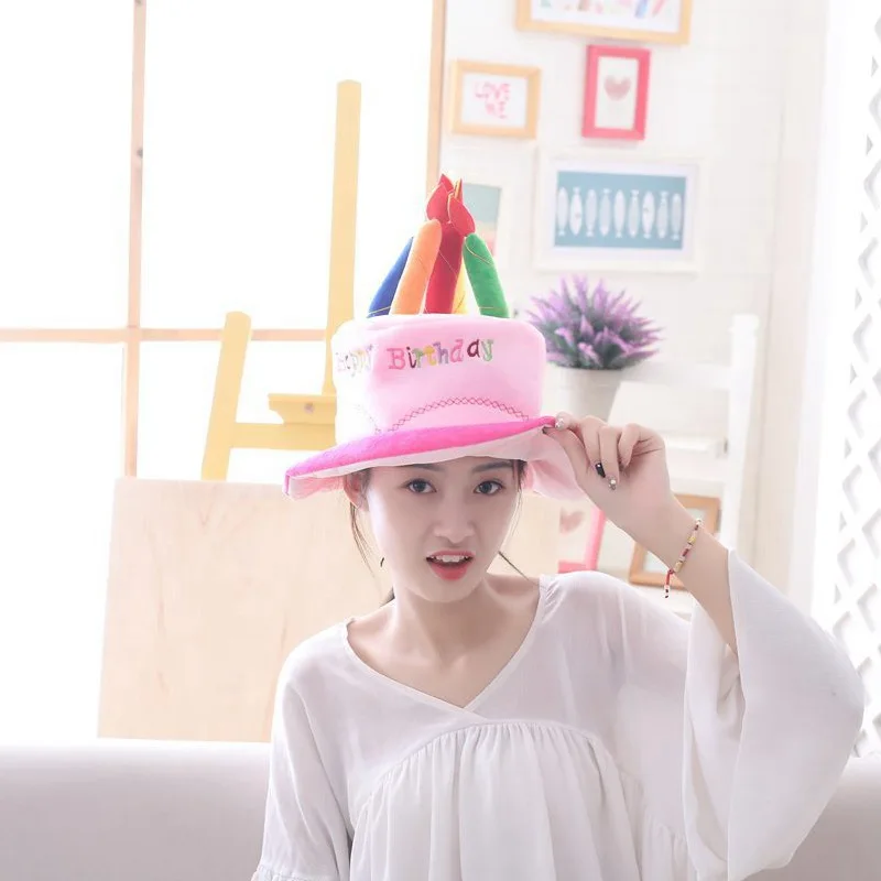 Birthday Cake Shaped Hat Photo Shoot Props Cute Plush Headgear Newborn Photography Accessories