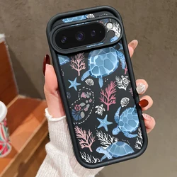 Summer Ocean Turtle Dolphin Print Shockproof Soft Phone Case - Google Pixel 8 Pro (A822 Black)