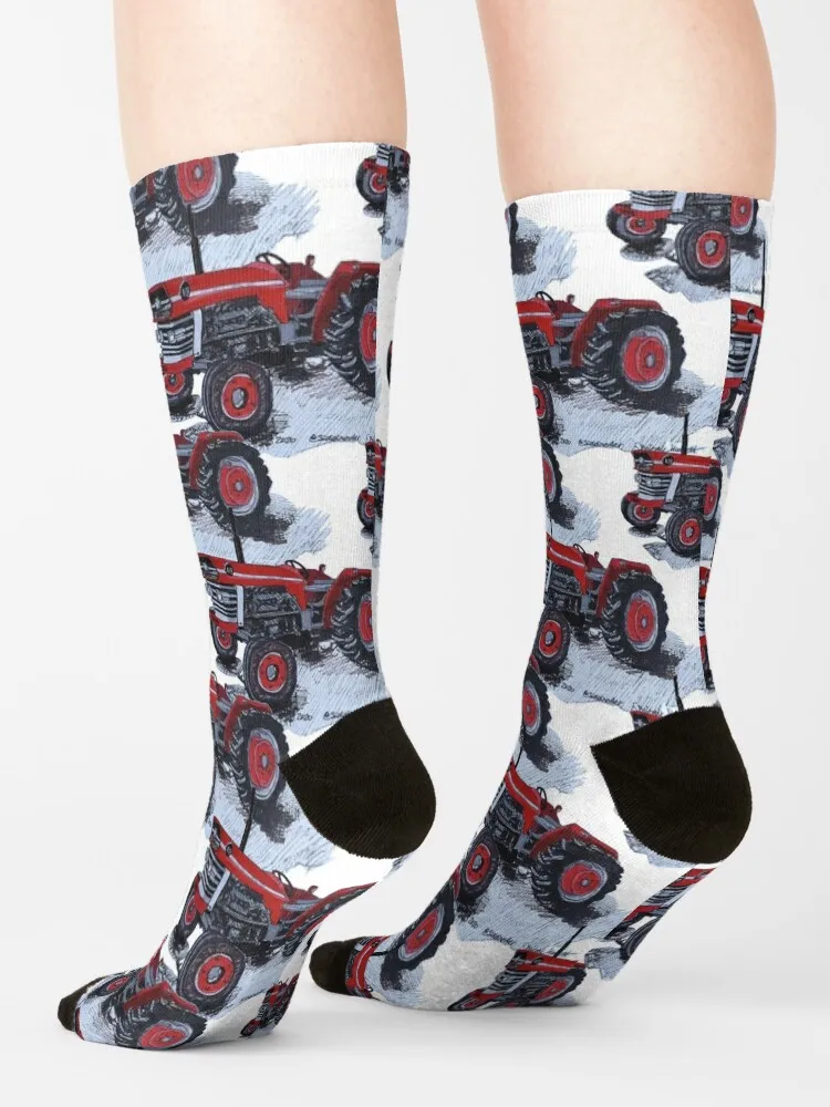 Red Tractor Socks socks funny men socks funny gift men's soccer sock