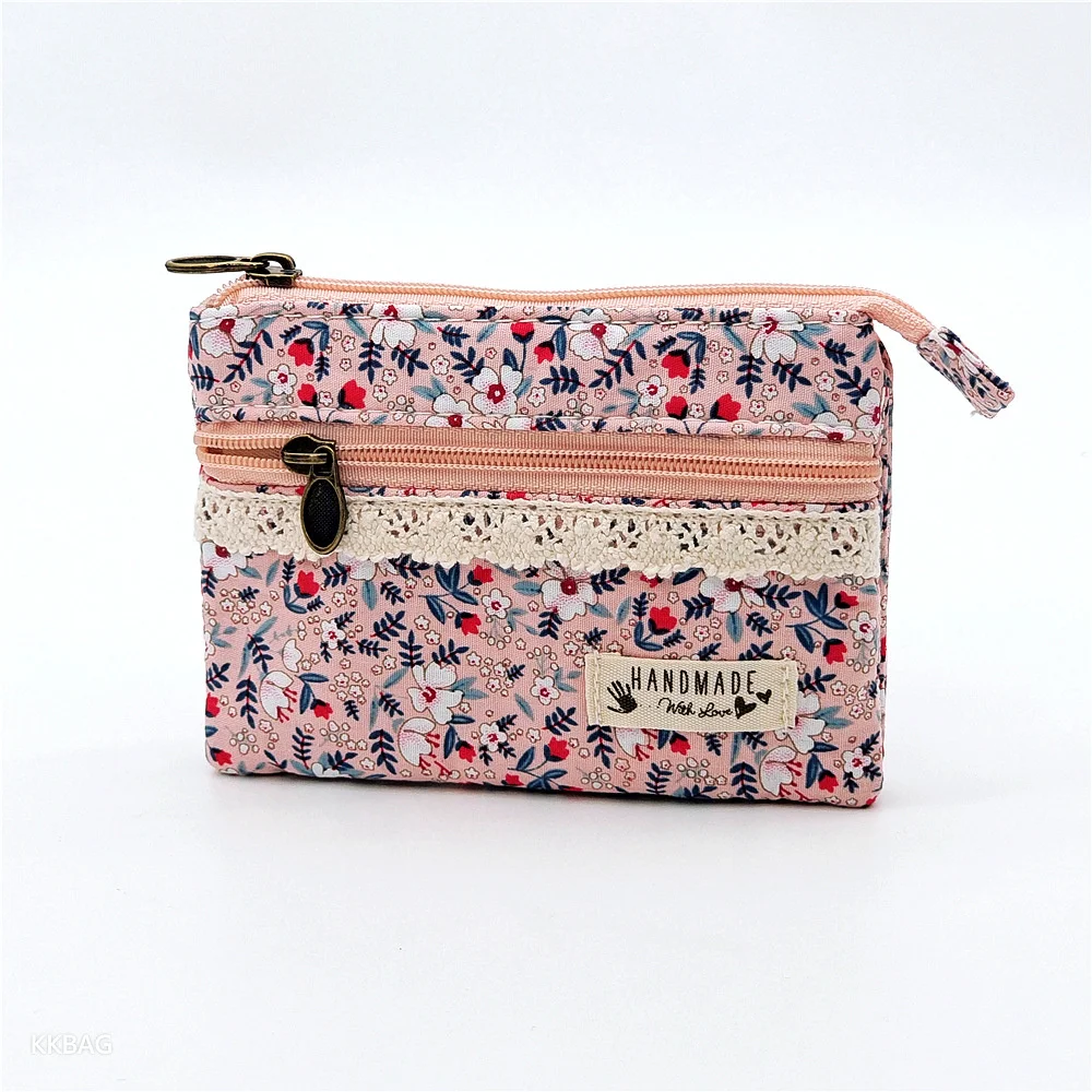 Floral Card Holder Exquisite Multi-Layer Wallet Female Coin Pouch Romantic Canvas Change Bag For Women Bag Relatives