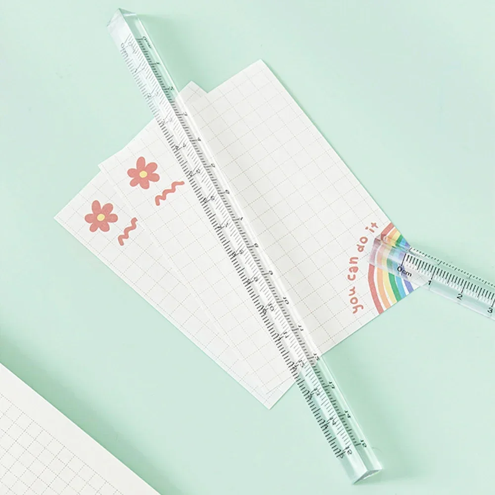 Ruler Set Straight Ruler Plastic Ruler 3D Stereo Transparent Rulers 15cm Measuring Tool Drawing Template Math Ruler Angle Ruler Office School Supplies Stationery