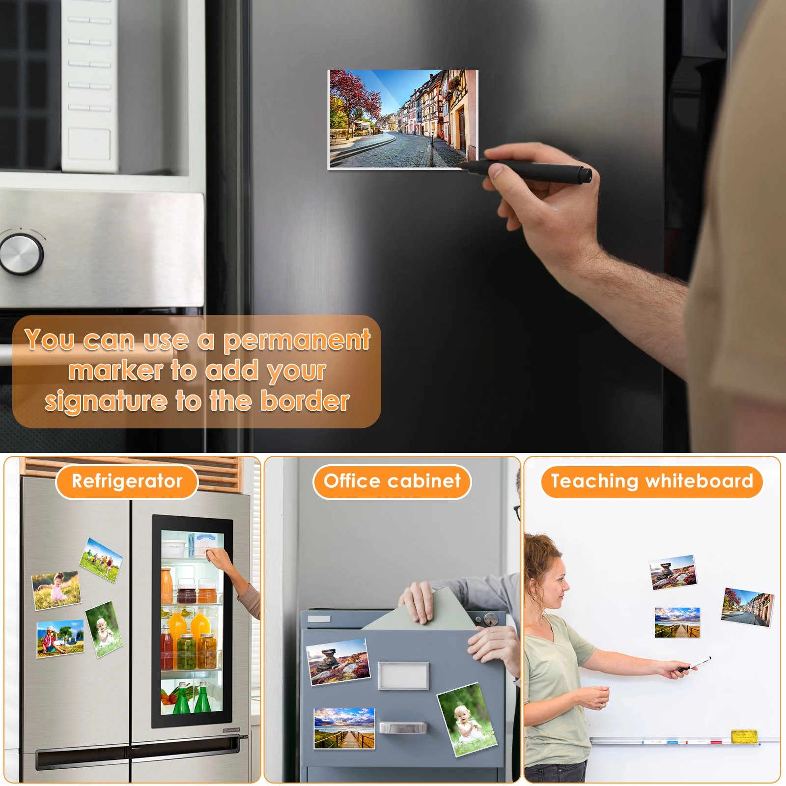 12Pcs Magnetic Picture Frames 4x6In Magnetic Photo Pocket with White Border Reusable Sign Holder Clear PVC Magnetic Photo Frame