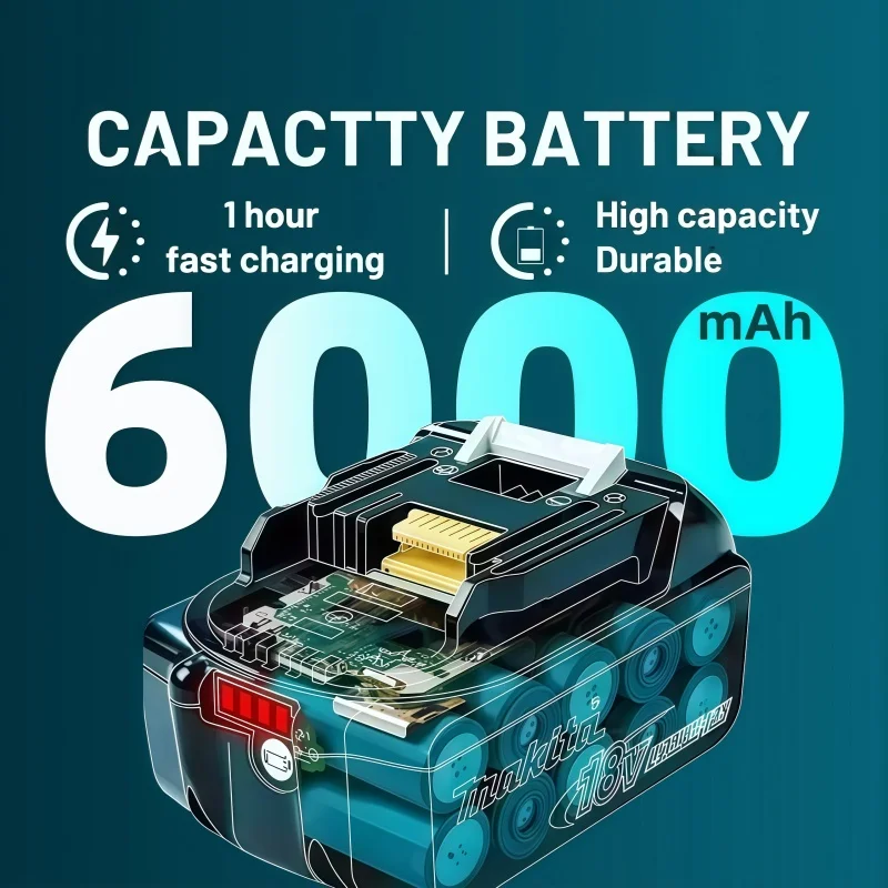 18v Battery Genuine 6AH makita BL1860 6ah Li-ion Replacement LXT BL1850 BL1840 for 18V Screwdriver with BMS