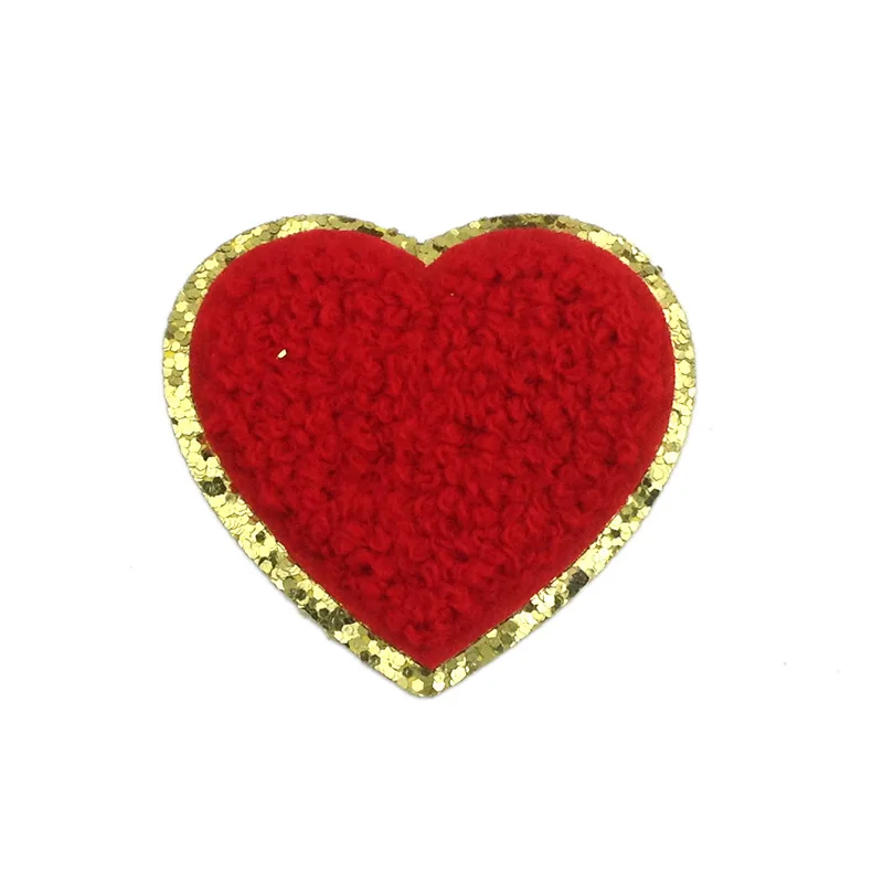 1Pc Sequin Chenille Embroidery Patches Rainbow/Lightning/Heart Patches Appliques Iron On Patches For Children Woman Clothes 