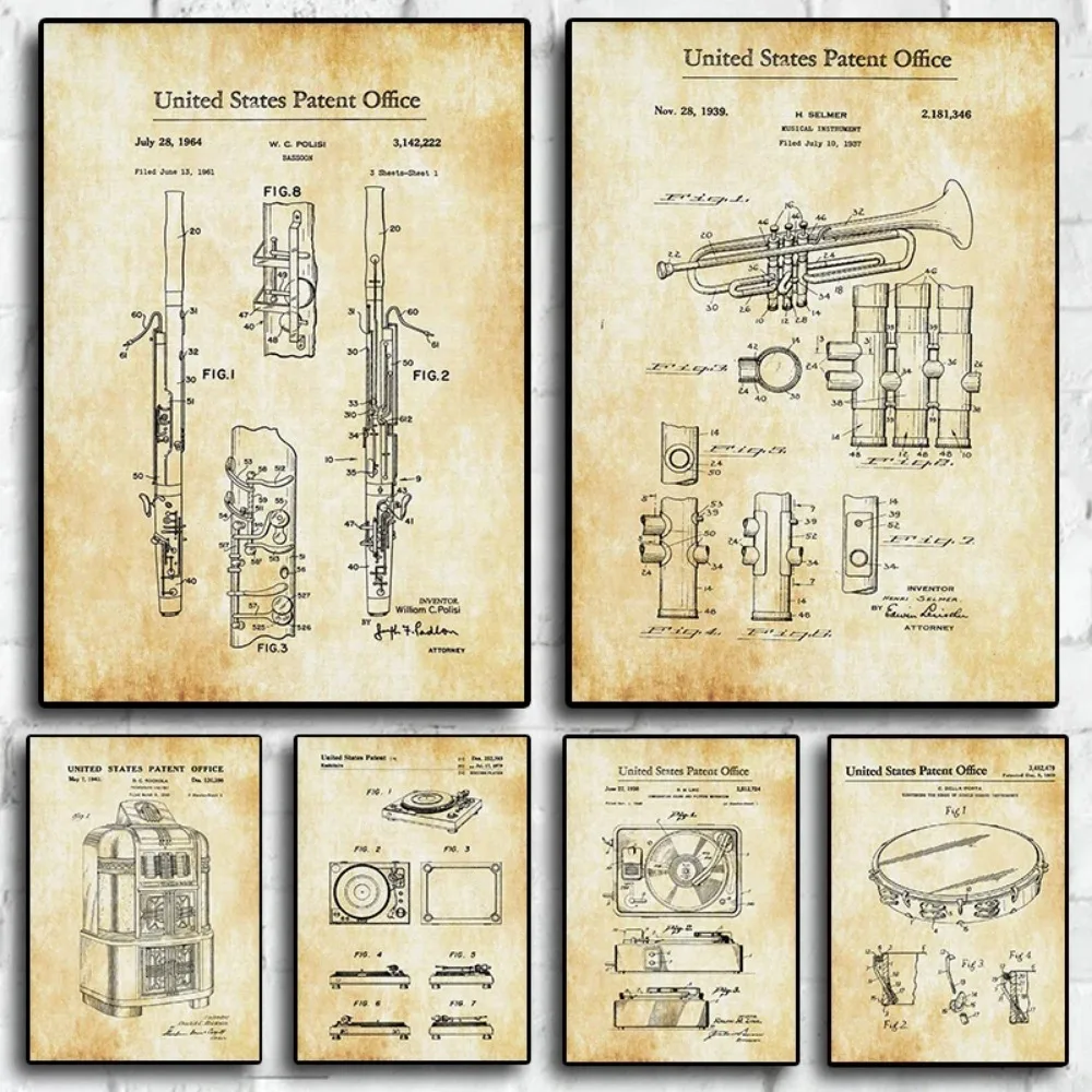 

Винтажный скетч музыкальный инструмент саксофон музыкальный инструментальный гид постер на холсте эстетическое искусство домашний Настенный декор для спальни