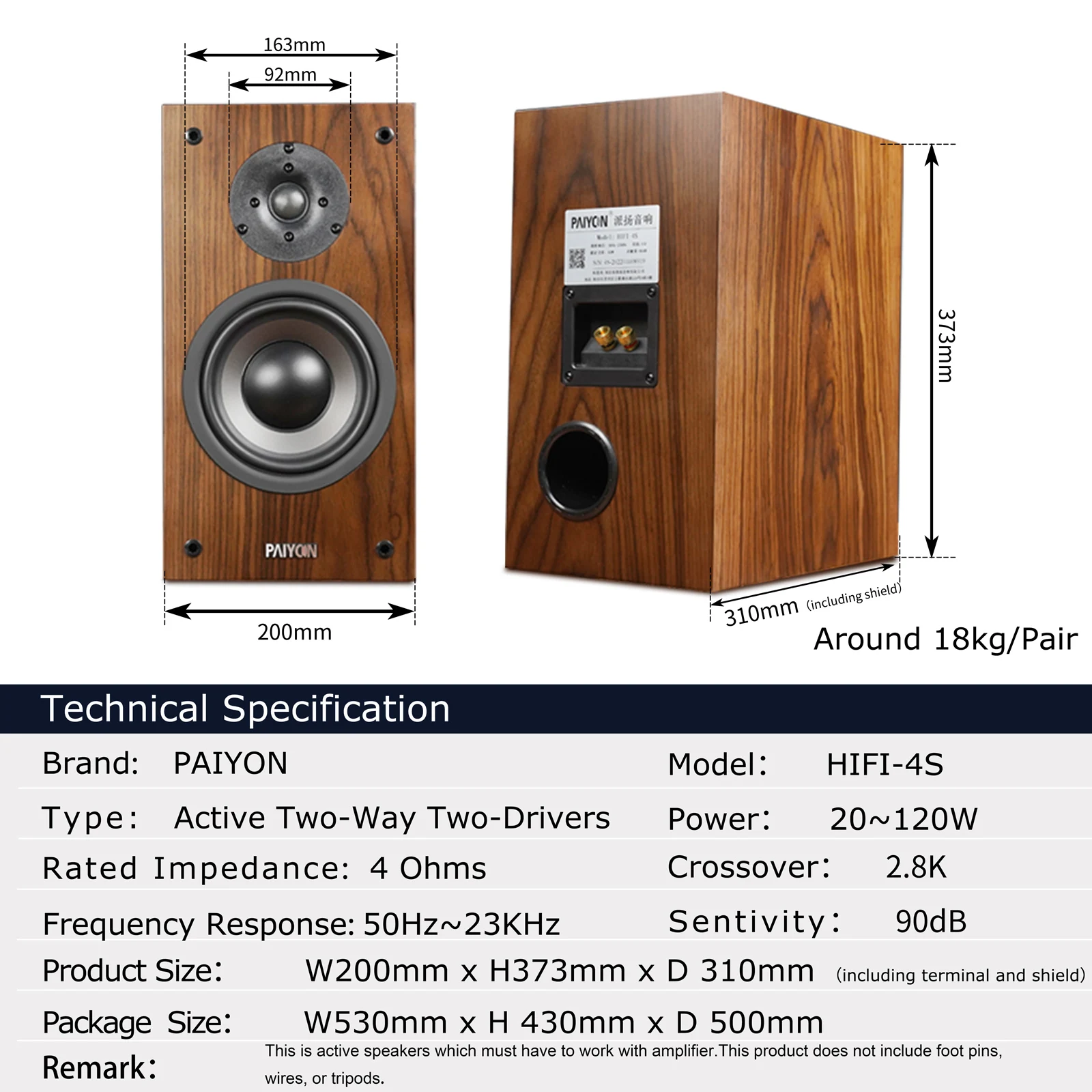 Hi Fi Paiyon Speakers Genuined PAIYON HIFI-4S Passive Bookshelf