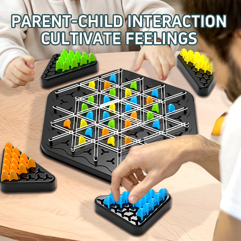Board Game Toy Chain Triangle Chess Triggle Rubber Band Game Toy Board Game competitive Battle Set for kids friends parent-child interaction