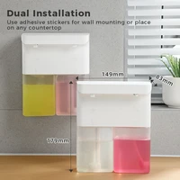 เครื่องจ่ายสบู่โฟมอัตโนมัติขนาด 600 มล. แบบสองหัวแบบชาร์จไฟได้ 3 ระดับเซ็นเซอร์เหนี่ยวนำแบบปรับได้สำหรับห้องครัวห้องน้ำ 2