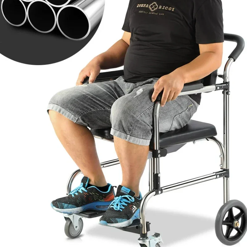 Stainless Steel Toilet Chair on Wheels - Portable Commode for Disabled, Durable Bath Seat, Easy-to-Clean Household Use 6